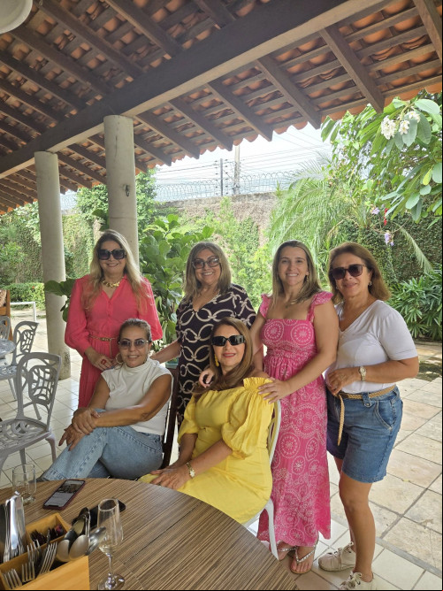 Um click com Regina Célia Bezerra * Milena Tajra * Lúcia de Fátima * Honorina Pães Landim e Marlene Soares em almoço animado