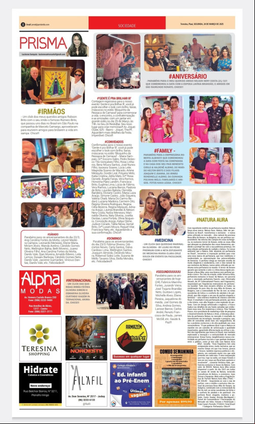 #Segundouuuuuu - Confira hoje (21/3) a nossa Coluna PRISMA no Jornal e Portal O DIA  www.portalodia.informativomineiro.com -, Treads e as nossas Redes Sociais -. Aguardem a próxima edição da LUCIENNE EM REVISTA. Chics!!! - (Arquivo Pessoal)