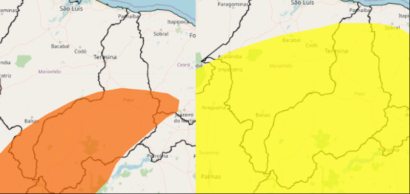 INMET emite três alertas para o Piauí nesta segunda (18) - (Reprodução/INMET)