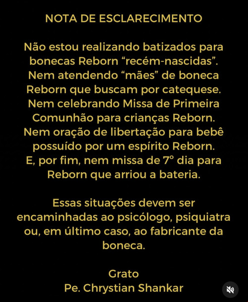 Nota publicada pelo padre no Instagram - (Reprodução/Instagram)