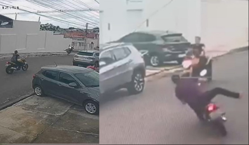 VÍDEO: homem causa acidente após "dar grau" e foge sem prestar socorro em Piripiri