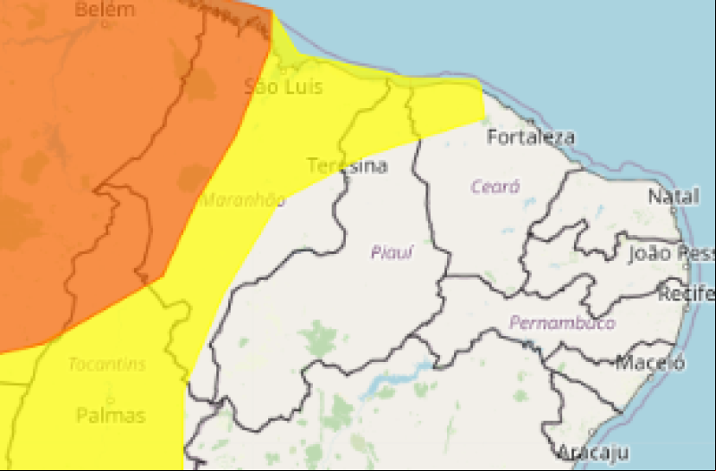 38 cidades do Piauí estão em alerta para chuvas intensas; veja lista - (INMET)