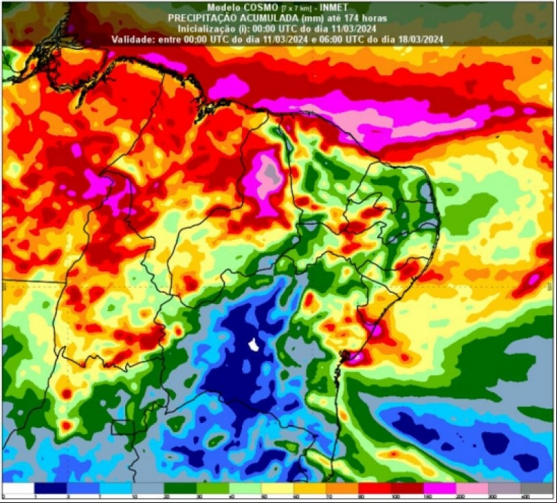Precipitação acumulada - (Divulgação/Semarh)