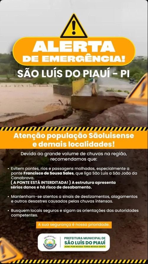 Vídeo: Com risco de desabamento, prefeitura interdita ponte no interior do Piauí - (Reprodução)