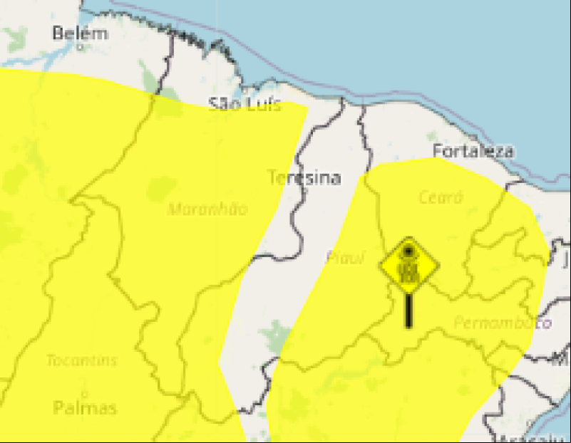 16 municípios do Piauí estão em alerta para chuvas intensas até o Natal; veja lista - (Reprodução / INMET)