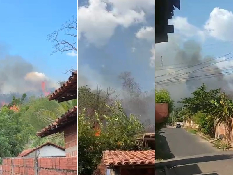 Incêndio atinge terreno e ameaça residências na zona Leste de Teresina
