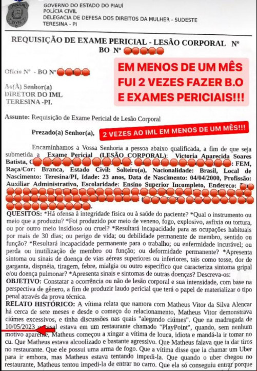 Relato da vítima - (Reprodução / Redes Sociais)