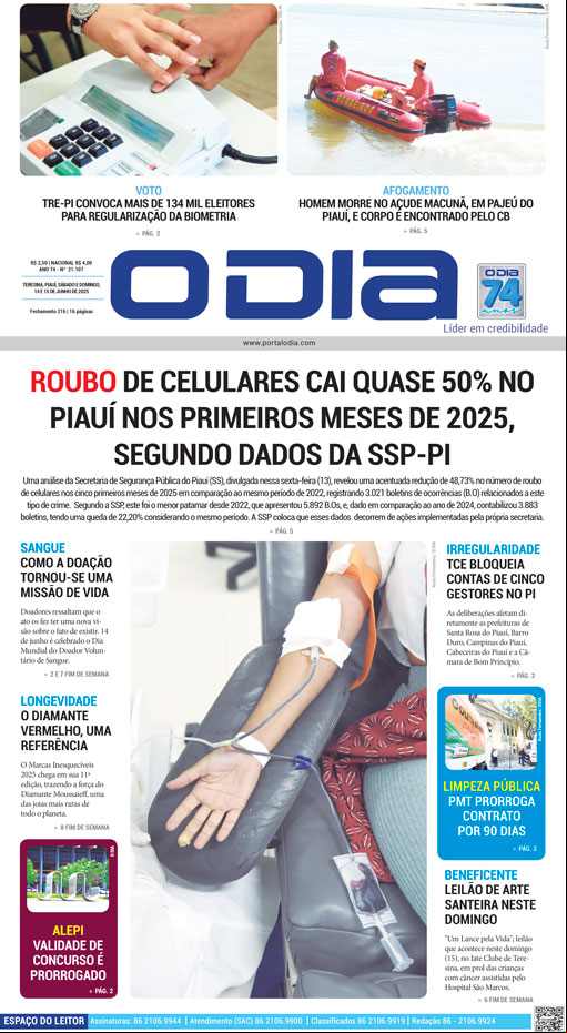 Jornal O Dia - Sábado, 14 de junho de 2025